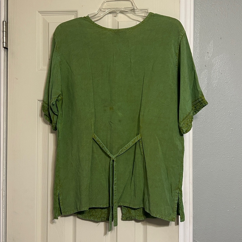 2/$13, 3/$20 Sacred Threads green blouse embroidered - Picture 5 of 8